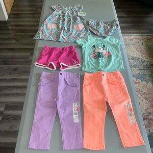 Baby Girls 24 Month Bundle Pants, Mickey Mouse Shirt, Nike Shorts, Floral Dress